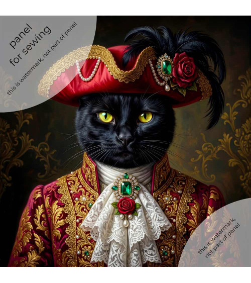 Aristocrat Black Cat – Dekorpanel für Kissen, Taschen & Polster