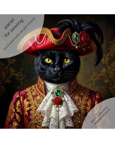 Aristocrat Black Cat – Dekorpanel für Kissen, Taschen & Polster