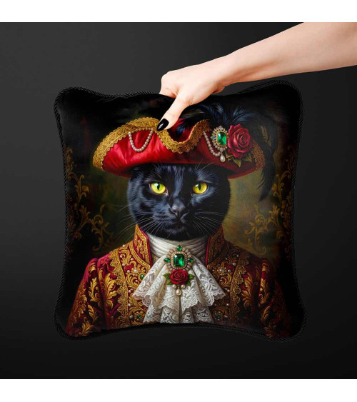 Aristocrat Black Cat – Dekorpanel für Kissen, Taschen & Polster