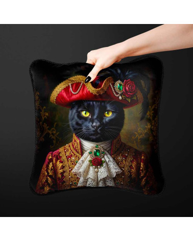 Aristocrat Black Cat – Dekorpanel für Kissen, Taschen & Polster