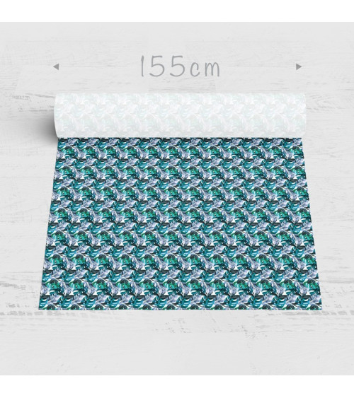 Polyester  Aqua Kwiaty