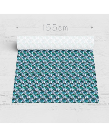 Polyester  Aqua Kwiaty