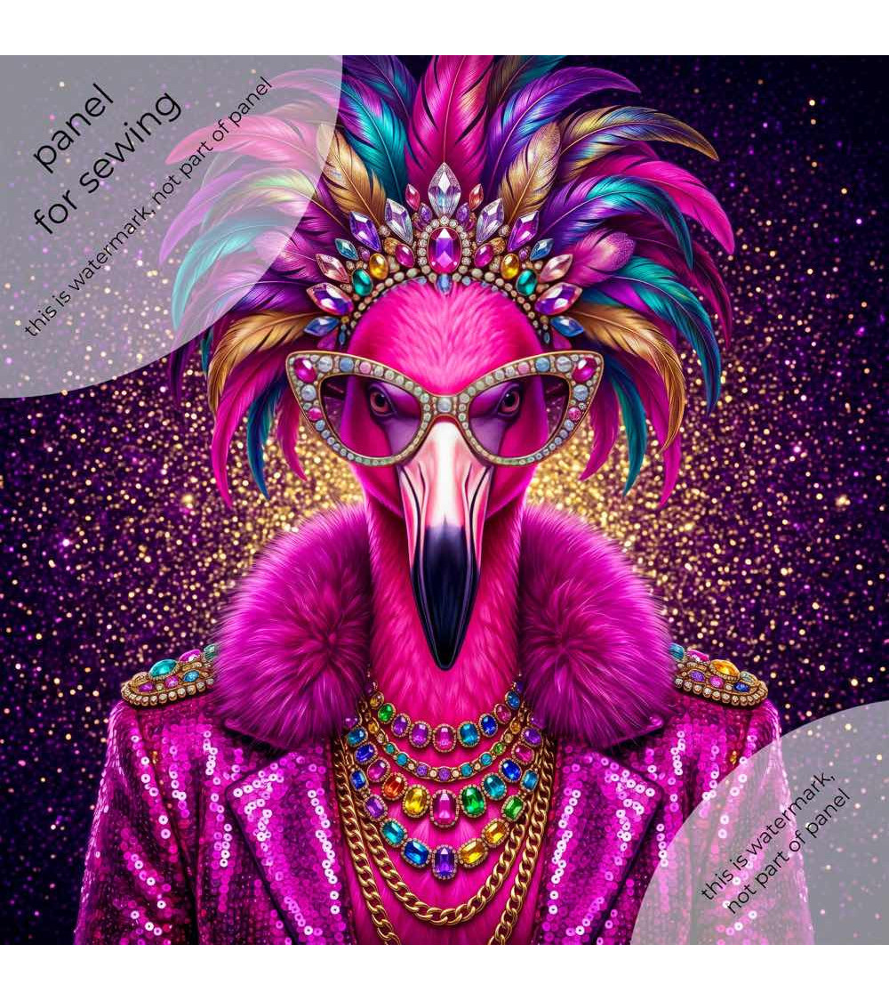 Glam Pink Flamingo – panel dekoracyjny na poduszki, torby i tapicerkę