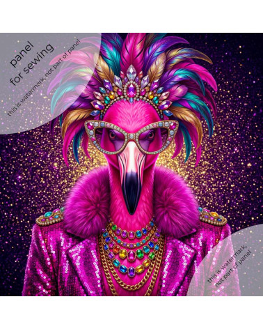 Glam Pink Flamingo – panel dekoracyjny na poduszki, torby i tapicerkę