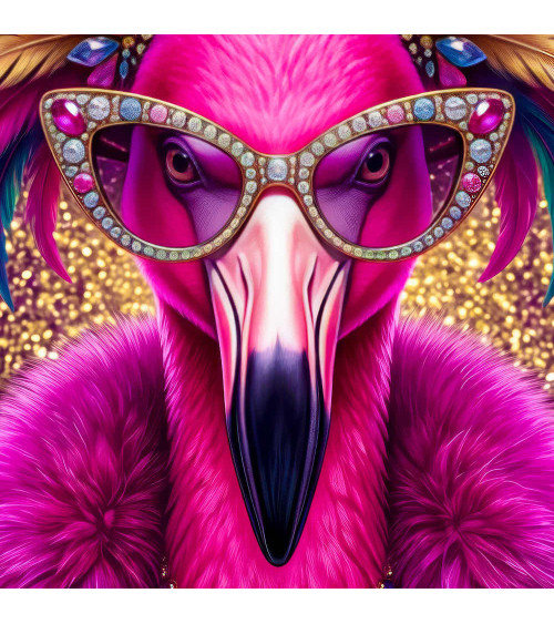 Glam Pink Flamingo – panel dekoracyjny na poduszki, torby i tapicerkę