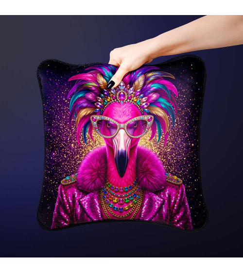 Glam Pink Flamingo – panel dekoracyjny na poduszki, torby i tapicerkę