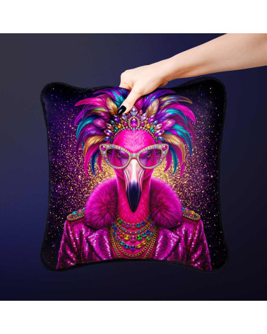 Glam Pink Flamingo – panel dekoracyjny na poduszki, torby i tapicerkę