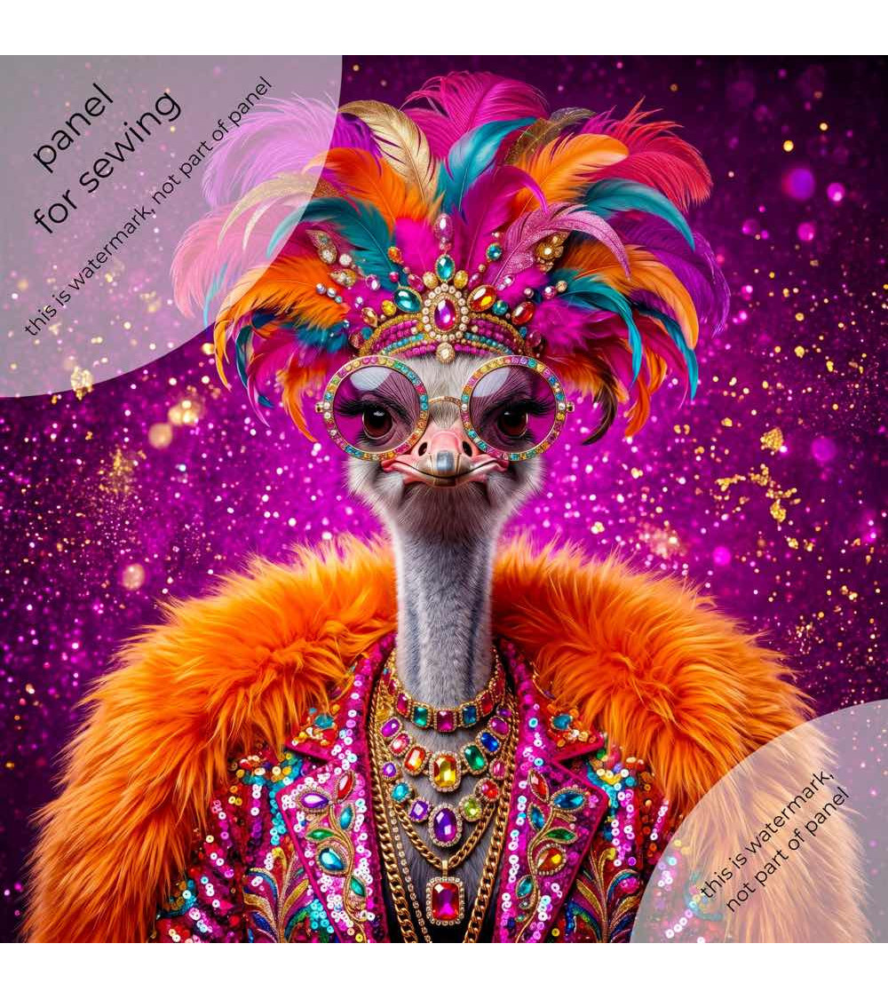 Diva Ostrich – Dekorpanel für Kissen, Taschen & Polster