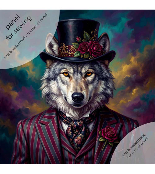 Victorian Dandy Wolf – Dekorpanel für Kissen, Taschen & Polster