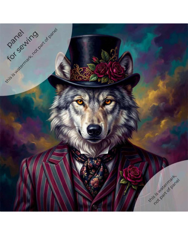 Victorian Dandy Wolf – Dekorpanel für Kissen, Taschen & Polster