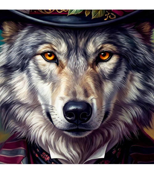 Victorian Dandy Wolf – Dekorpanel für Kissen, Taschen & Polster