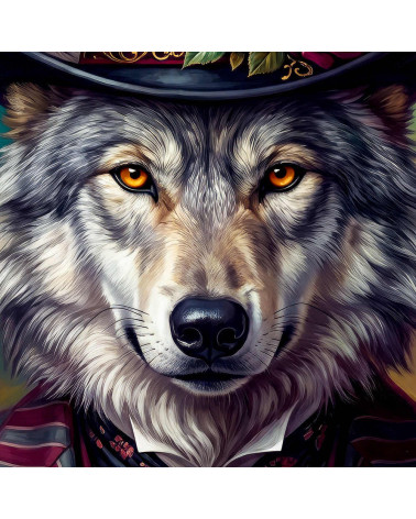 Victorian Dandy Wolf – Dekorpanel für Kissen, Taschen & Polster