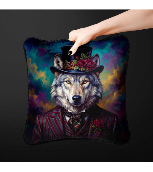 Victorian Dandy Wolf – Dekorpanel für Kissen, Taschen & Polster