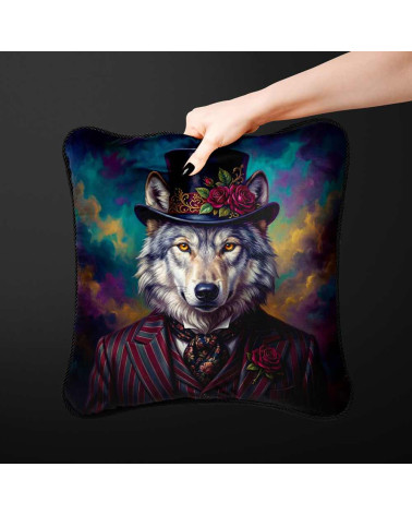 Victorian Dandy Wolf – Dekorpanel für Kissen, Taschen & Polster