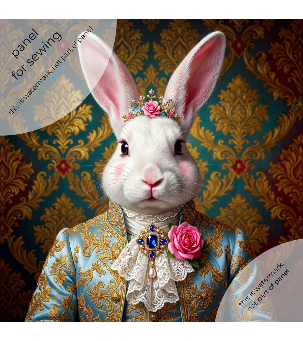 Aristocrat White Rabbit – Dekorpanel für Kissen, Taschen & Polster