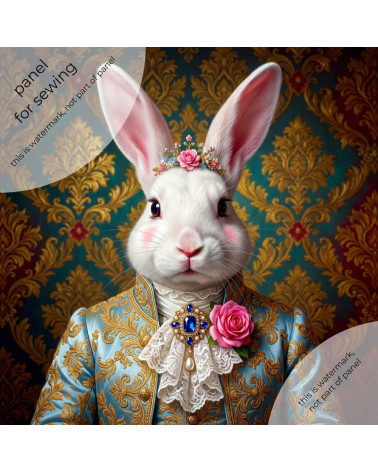 Aristocrat White Rabbit – Dekorpanel für Kissen, Taschen & Polster