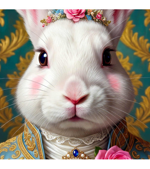 Aristocrat White Rabbit – Dekorpanel für Kissen, Taschen & Polster