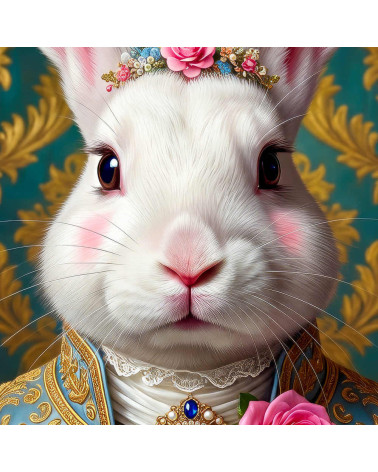Aristocrat White Rabbit – Dekorpanel für Kissen, Taschen & Polster