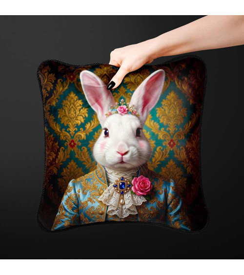 Aristocrat White Rabbit – Dekorpanel für Kissen, Taschen & Polster