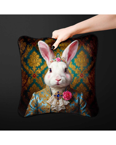 Aristocrat White Rabbit – Dekorpanel für Kissen, Taschen & Polster