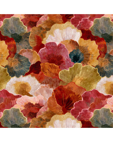 Autumn blooms 01 – tkanina w maki, druk na metry | Mamidu