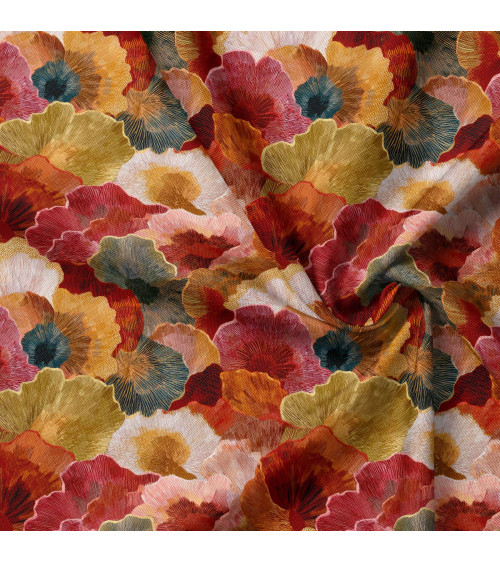 Autumn blooms 01 – tkanina w maki, druk na metry | Mamidu