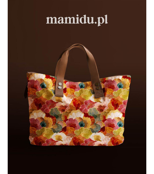 Autumn blooms 01 – tkanina w maki, druk na metry | Mamidu