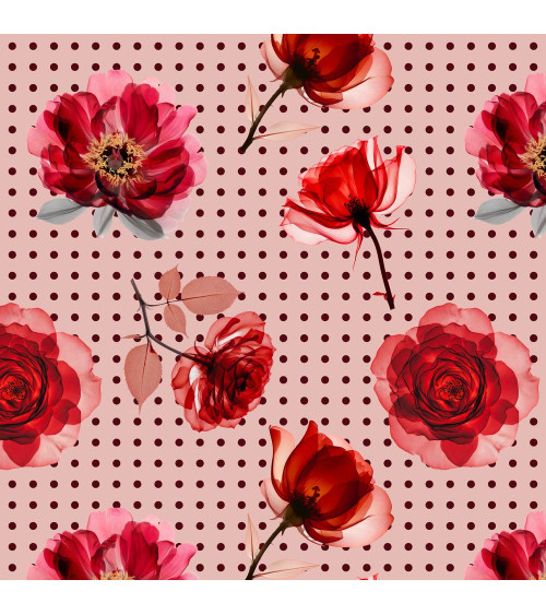 Dots and flower 01 – rose and polka dot fabric | Mamidu