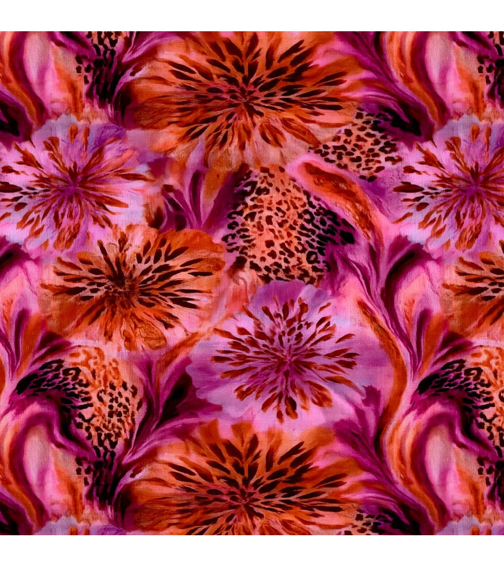 Leopard flora 01 – leopard floral fabric | Mamidu