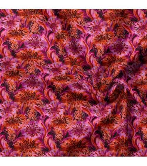 Leopard flora 01 – leopard floral fabric | Mamidu
