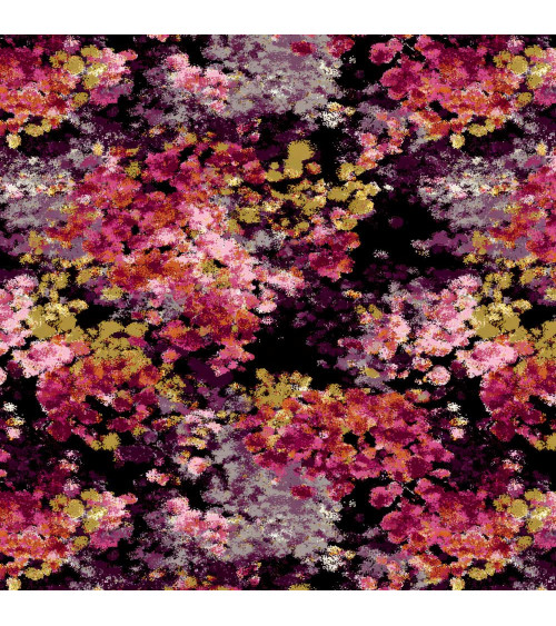 Midnight bloom 11 – pointillist floral fabric | Mamidu