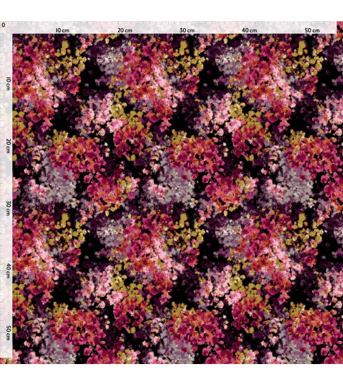 Midnight bloom 11 – pointillist floral fabric | Mamidu