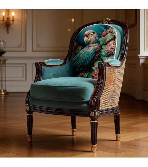 Baroque macaw 02 – decorative panel for cushions, bags & upholstery