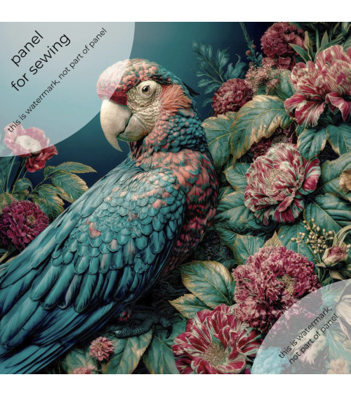 Baroque macaw 02 – decorative panel for cushions, bags & upholstery