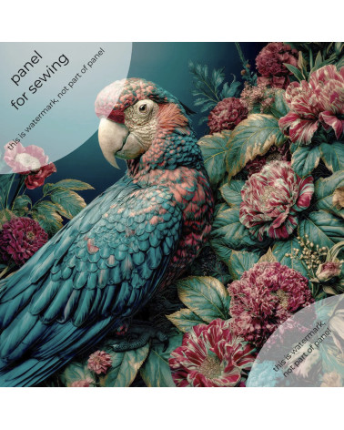 Baroque macaw 02 – decorative panel for cushions, bags & upholstery
