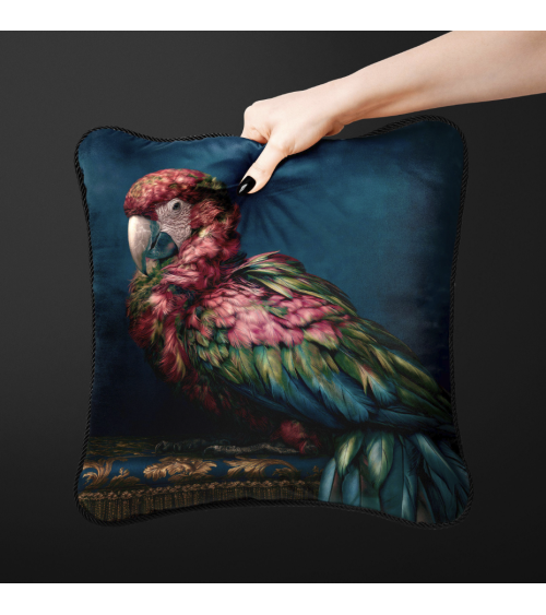 Baroque macaw 01 – panel dekoracyjny na poduszki, torby i tapicerkę