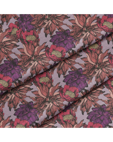 Polyester  Lila Chrysanthemen