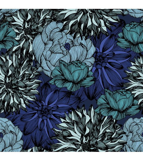 Polyester  Turquoise chrysanthemums