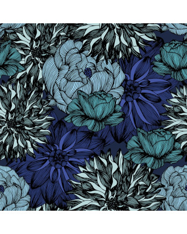 Polyester  Turquoise chrysanthemums