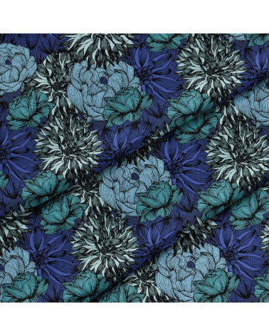 Polyester  Turquoise chrysanthemums