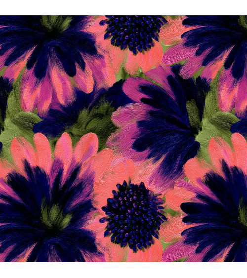 Coral bloom 02 – magenta floral fabric | Mamidu