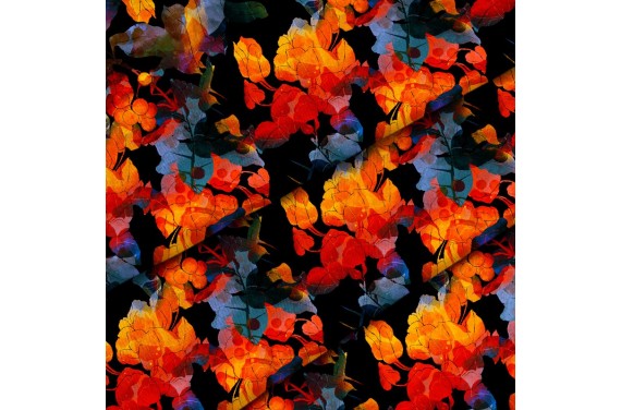 Polyester  Autumnal flowers 3