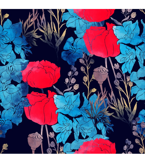 Polyester  Herbstliche Blumen 4