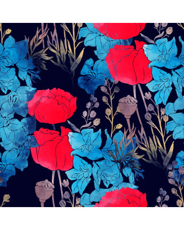 Polyester  Herbstliche Blumen 4