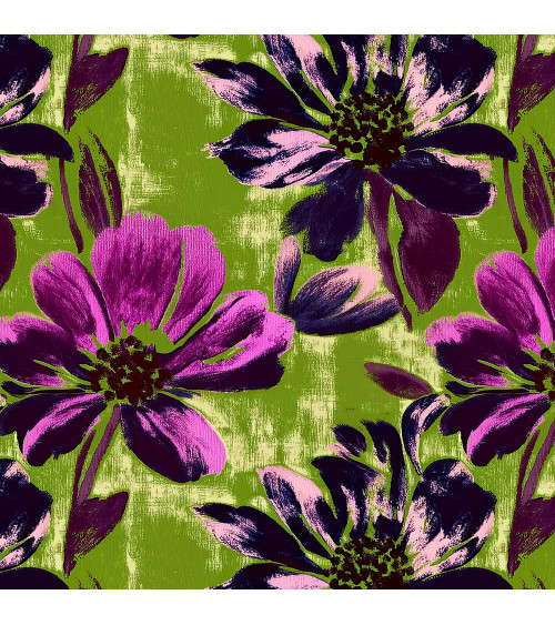 Purple bloom 02 – purple floral on lime | Mamidu