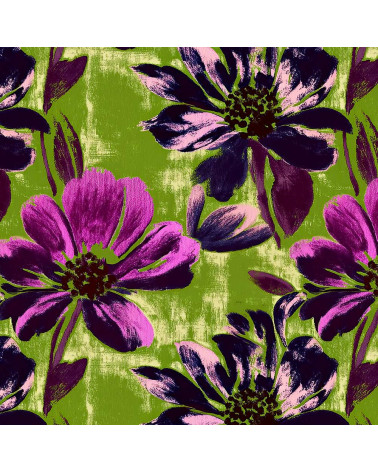 Purple bloom 02 – purple floral on lime | Mamidu