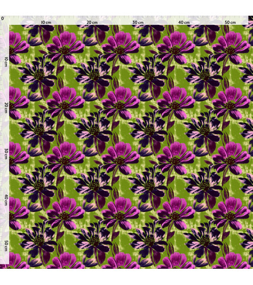 Purple bloom 02 – purple floral on lime | Mamidu