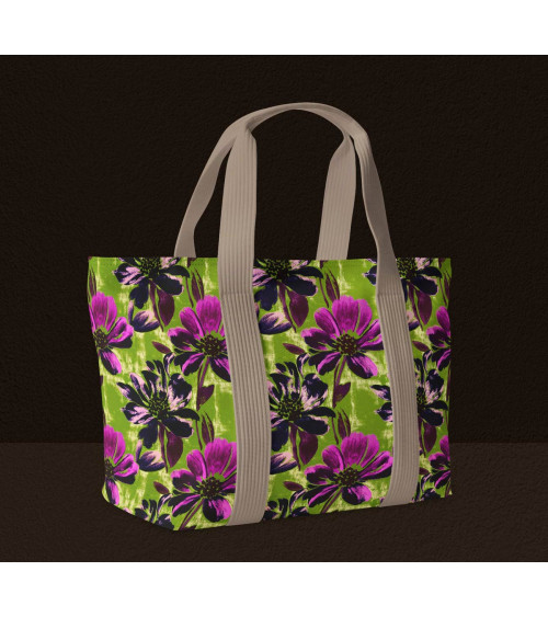 Purple bloom 02 – purple floral on lime | Mamidu