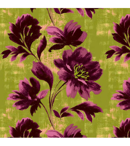 Purple bloom 04 – retro floral fabric | Mamidu