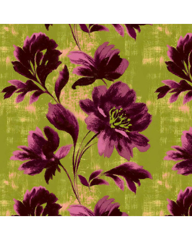 Purple bloom 04 – Retro-Blüten in Oliv | Mamidu